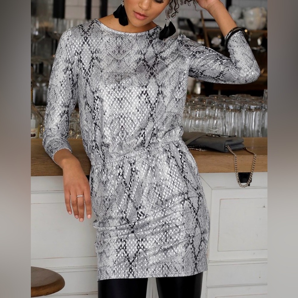 Foil Snake Print Dress